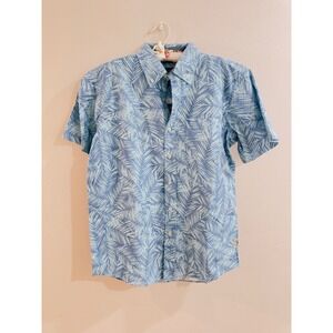 Santa Barbara Polo & Racquet Club Mens Blue Palm Print Short Sleeve Shirt L NEW